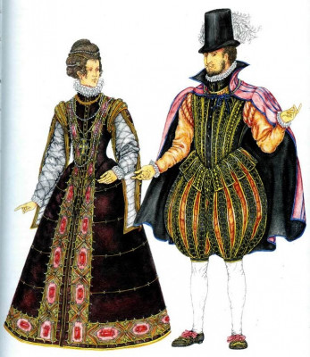 1 Испанский женский и мужской костюм 16 века.jpg