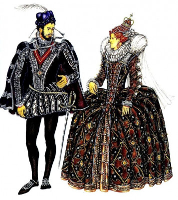 костюм придворного и английской королевы 16 века 2.jpg